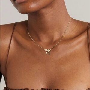 Homemade 14k Gold Bow Necklace | Tiny Bow Pendant For Women